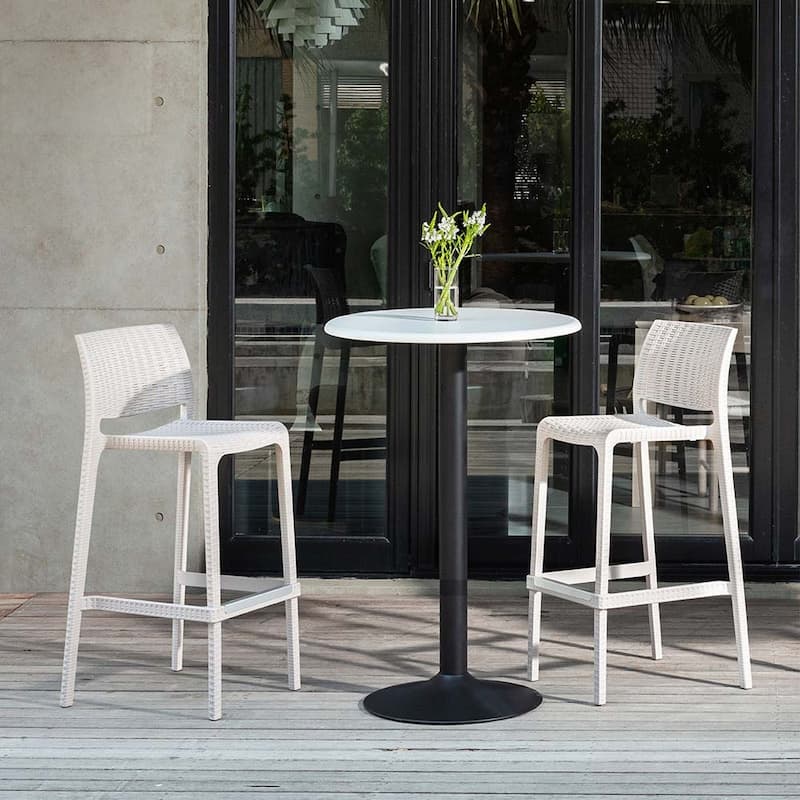 Rue Resin Stackable Bar Stools, Set of 2 - White