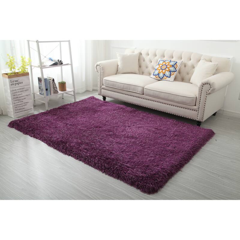 Manhattan Polyester Shag Area Rug - 5' X 7' - Purple