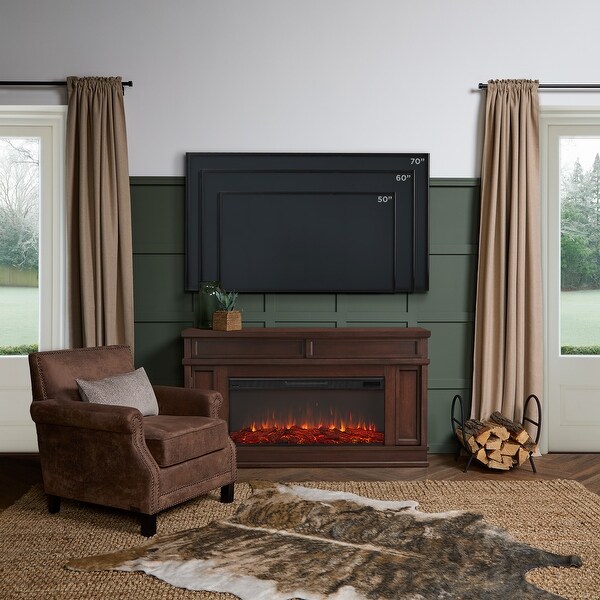Torrey Landscape Electric Fireplace TV Stand in Dark Walnut by