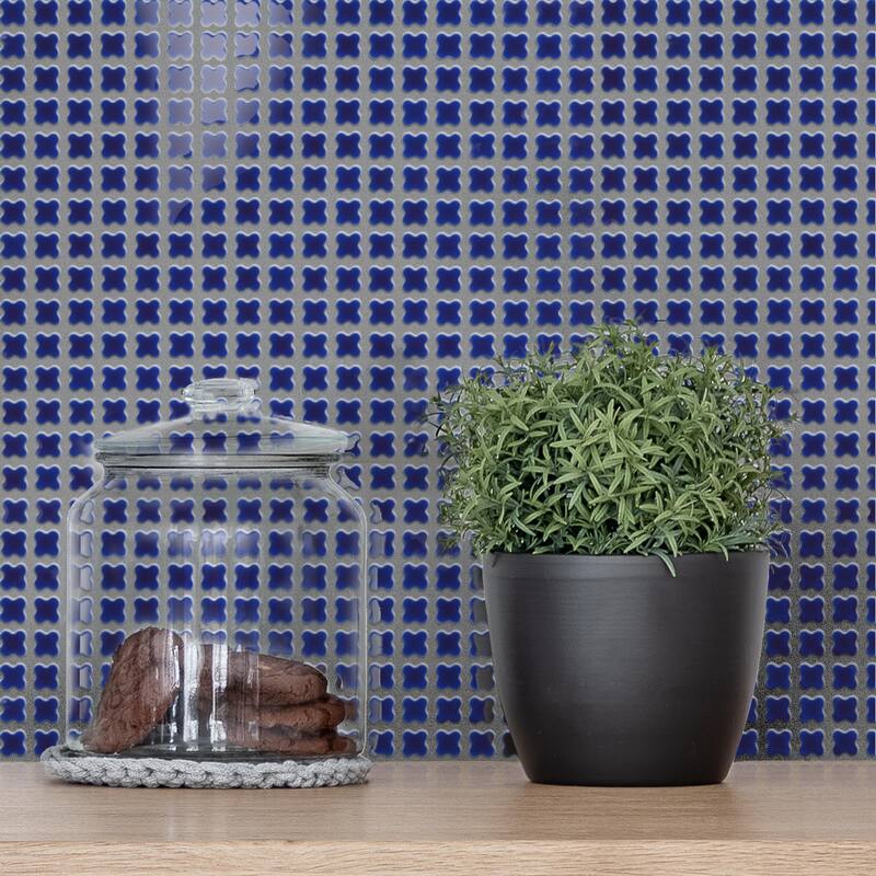 Merola Tile Fioretti Glossy Cobalt Blue 12" x 12" Porcelain Floor and Wall Tile