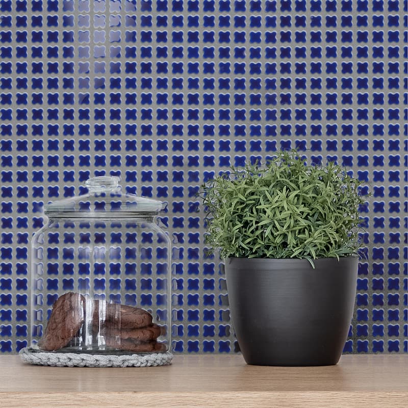 Merola Tile Fioretti Glossy Cobalt Blue 12" x 12" Porcelain Floor and Wall Tile