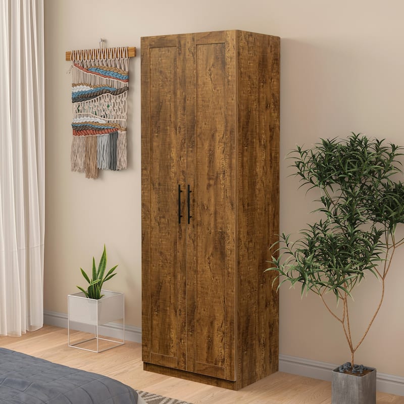 High wardrobe and kitchen cabinet with 2 doors and 3 partitions to separate 4 storage spaces