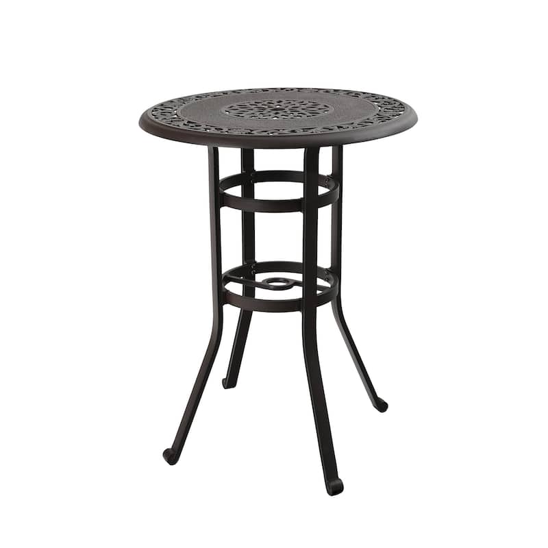 MAISON ARTS 32" Cast Aluminum Patio Bar Table, 41" Height High Top Outdoor Table - Espresso