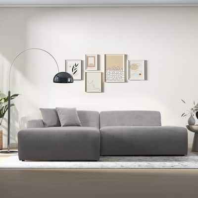 Daron Mid-Century Modern Sectional Corduroy Sofa