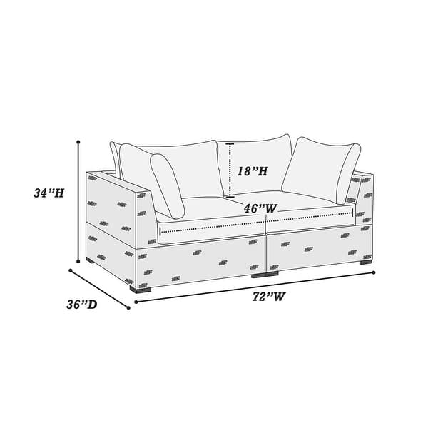 Poundex Furntiure WickerFabric Outdoor Loveseat 2Pc Bed Bath