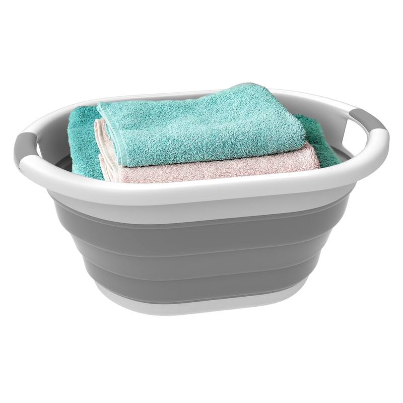 Collapsible Basket - Space-Saving Multipurpose Pop-up Handbasket by Lavish Home - 24.25 x 17.5 x 11 - Grey
