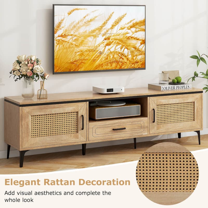 Costway Boho TV Stand for 65 Inch TVs Modern Entertainment Center with - See Details