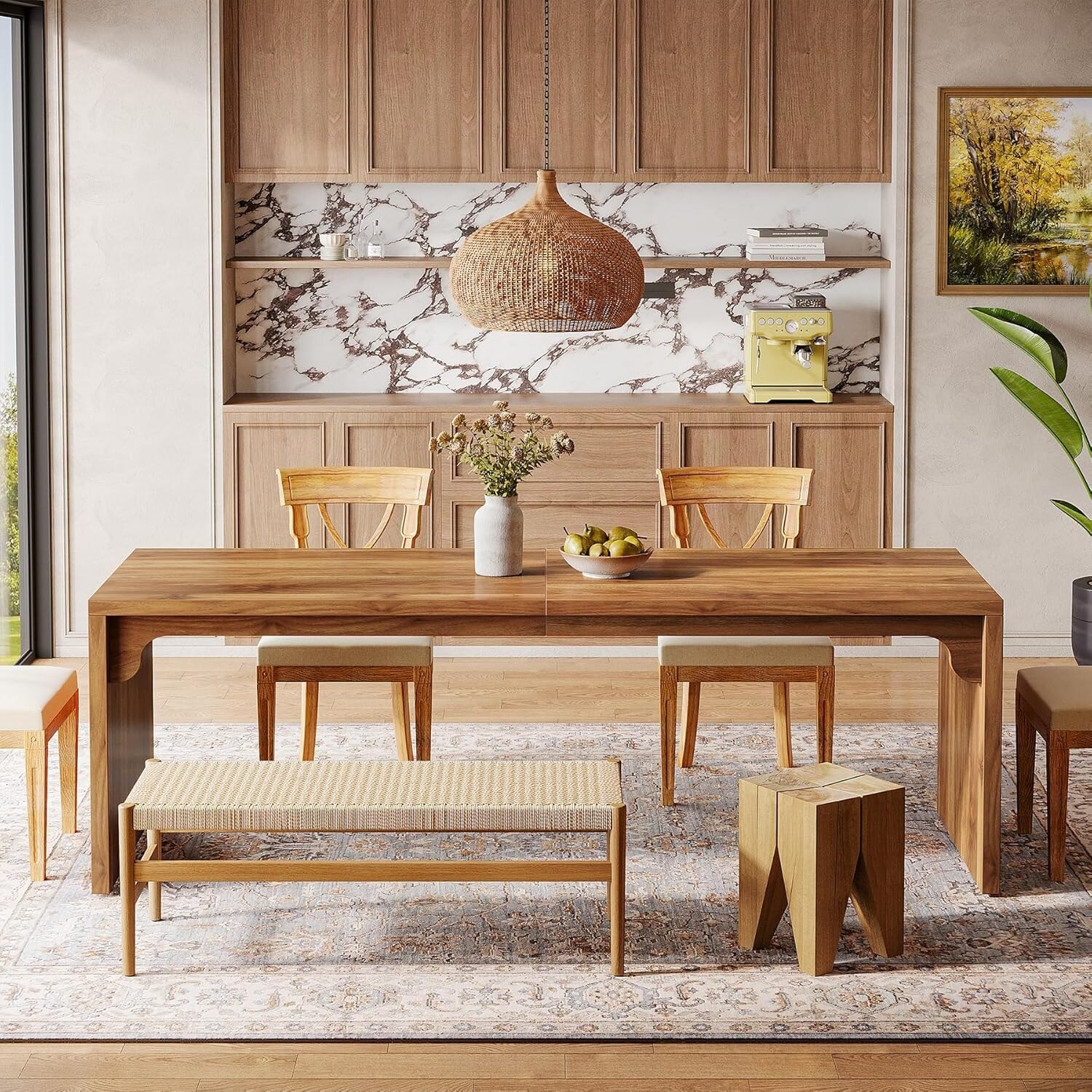 78-Inch Wood Modern Rectangular Dining Room Table, Long Kitchen