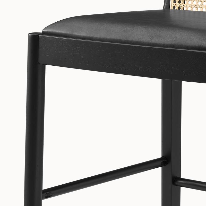 NPD Furniture Donna Faux Leather Rattan Counter Stool (Set of 2)