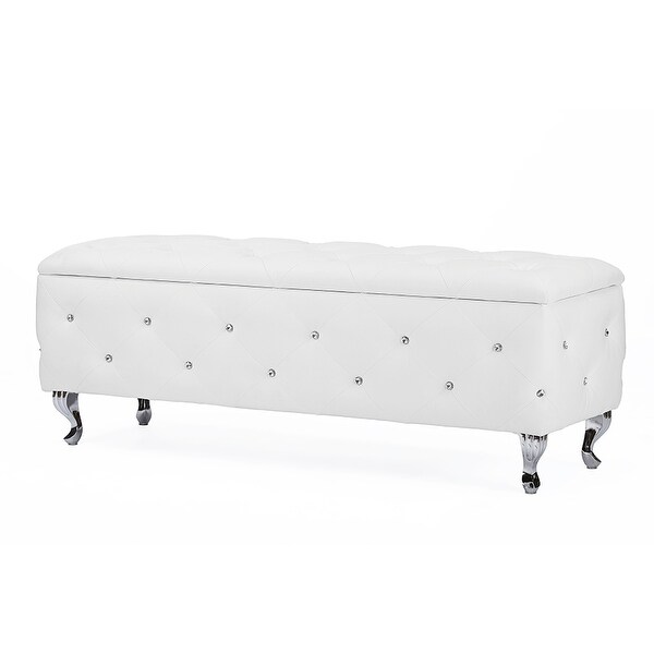 Shop Seine White Leather Crystal Tufted Contemporary ...