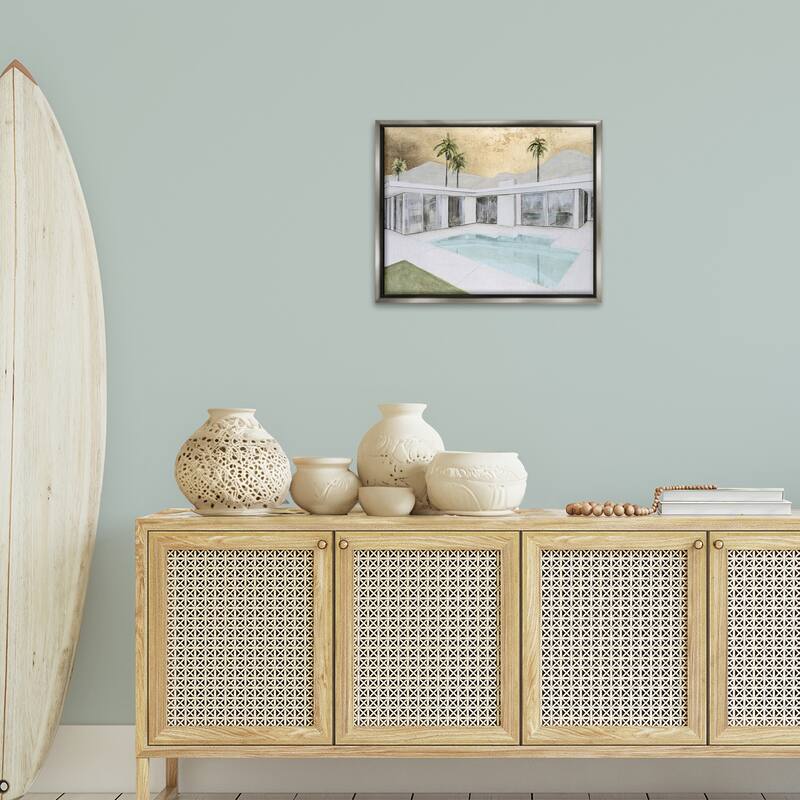 Stupell Modern Chic Pool View Framed Floater Canvas Wall Art Design By Michael Willett