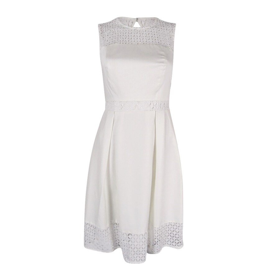 calvin klein fit and flare dress white