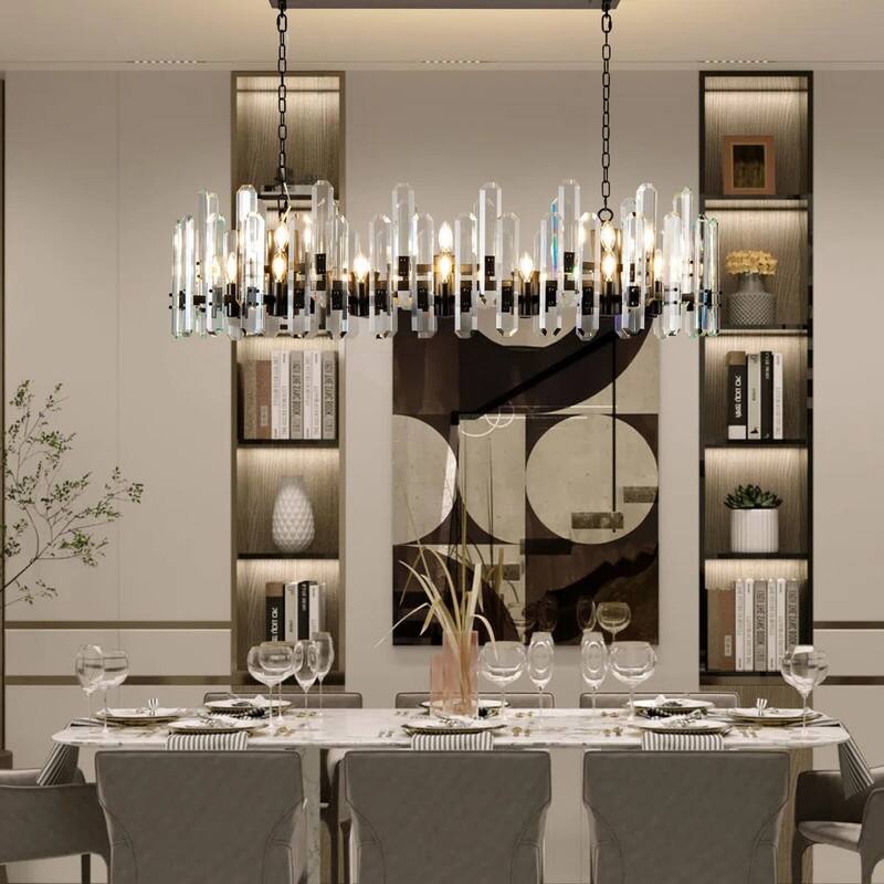 KAYLA 54in Modern Luxury Crystal Chandelier Lighting - LED Ceiling Light Fixture