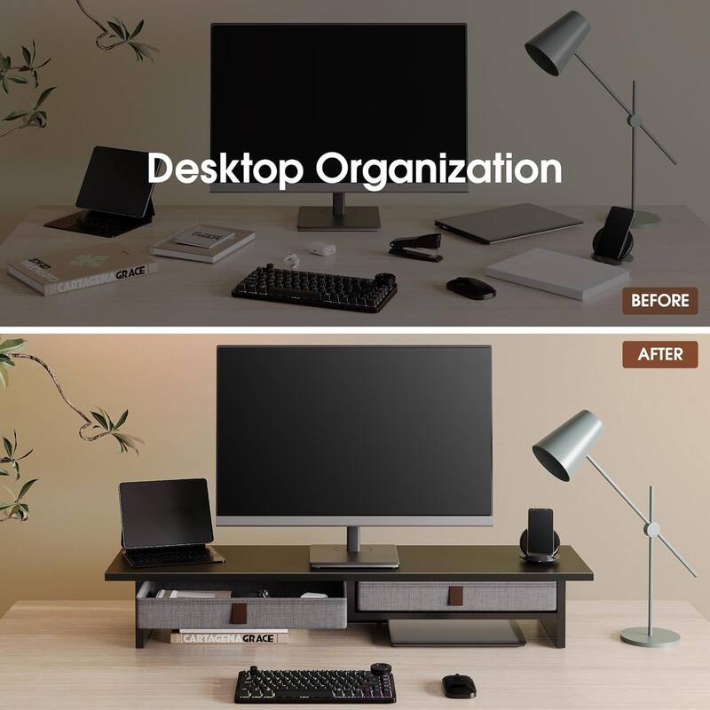 Fenge Dual Monitor Stand, 2 Tiers Monitor Riser for Desk