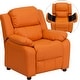 preview thumbnail 104 of 106, Deluxe Padded Contemporary Kids Recliner with Storage Arms Orange Vinyl