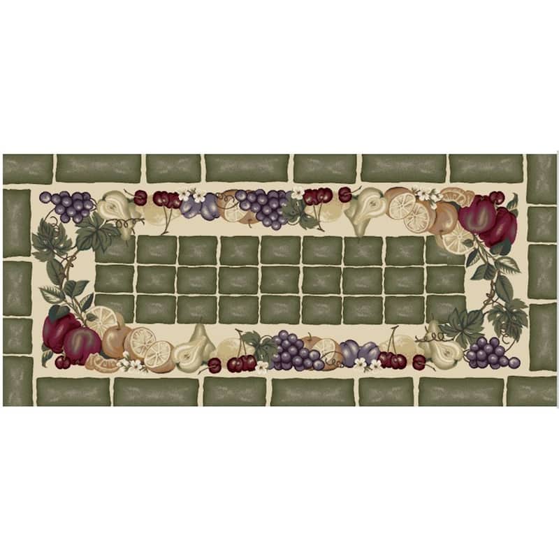 Cozy Cabin Fruitful Harvest Nylon Washable Accent Rug - 20"x44" - Sage