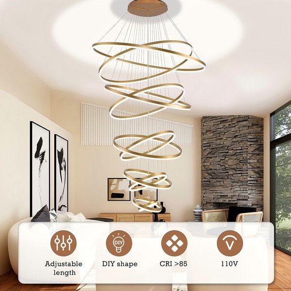 Gold led ring chandelier top