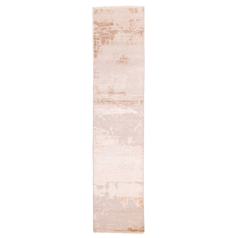 ECARPETGALLERY Hand-knotted Legacy Beige Silk, Wool Rug - 2'5 x 11'6