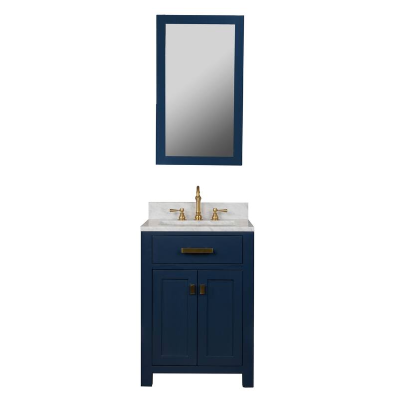 Madison 24-inch Monarch Blue Single Sink Carrara White Marble Vanity