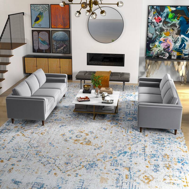 Fatih Mid Century Velvet Sofa Set