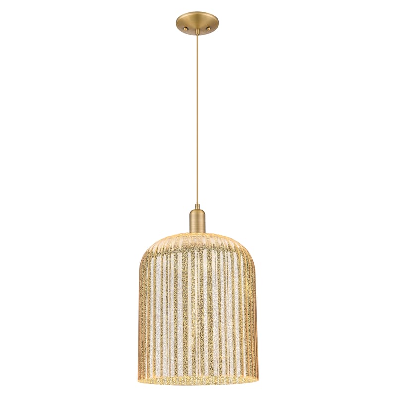Innovations Lighting Downtown Urban - Bridal Veil - 1 Light 12" Cord Hung Mini Pendant - Brushed Brass/Mercury Shade