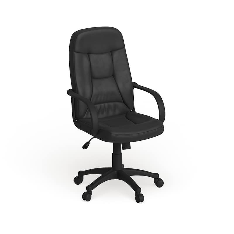 High Back Glove Vinyl Executive Swivel Office Chair with Arms - Black