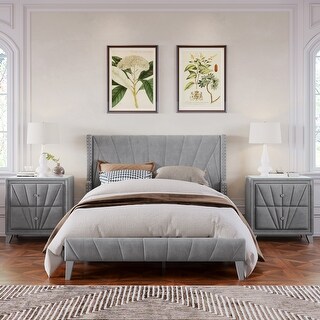 Buy SOFTSEA 3 Piece Bedroom Furniture Set, Include Full Bed Platform With Headboard And Footboard Nightstand And 7 Drawer Dresser