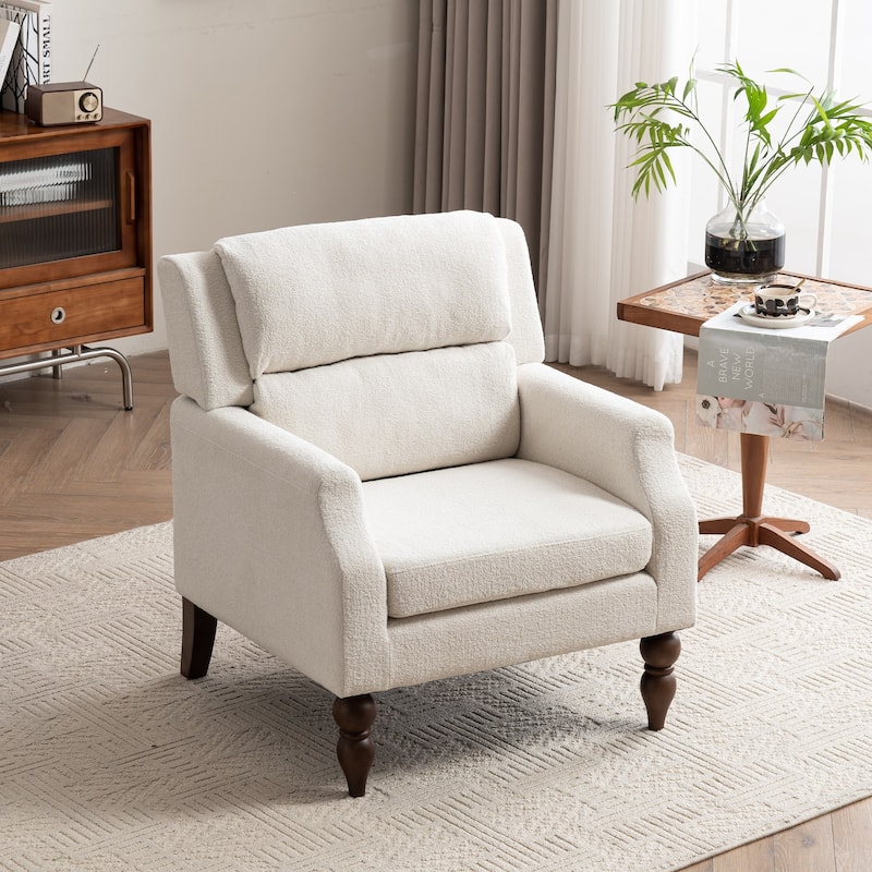 Modern Accent Chair Armchair Upholstered Boucle Fabric Single Sofa