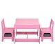 preview thumbnail 3 of 28, 3-in-1 Kids Wood Table and 2 Chairs - 24.4"L x 24.2"W x 19"H Pink+Gray