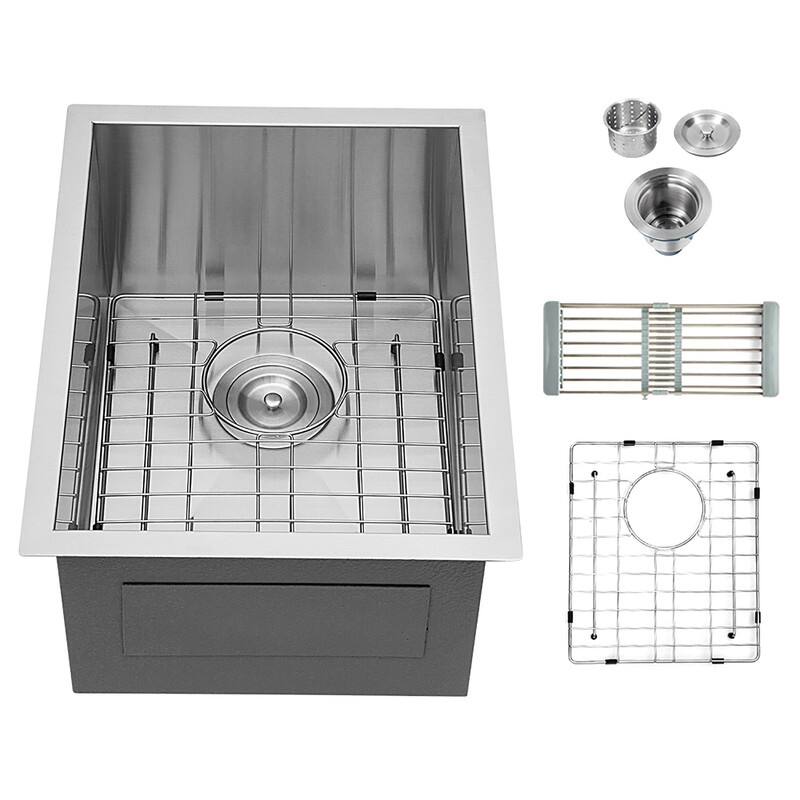 Bar Prep Sink Single Bowl, Stainless Steel Kitchen Sink 15" * 20"