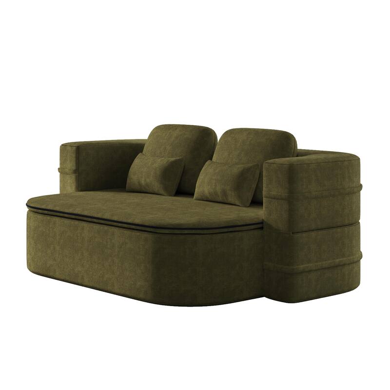 GDFStudio - Willoughby Chenille Foldable Sleeper Sofa Bed with Multi Functional Blanket