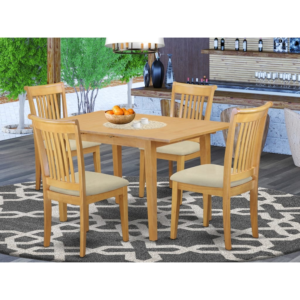 HomeStock 5-Pc Natural Oak Finish Solid Wood Top - Dining Room Set - Seats 4