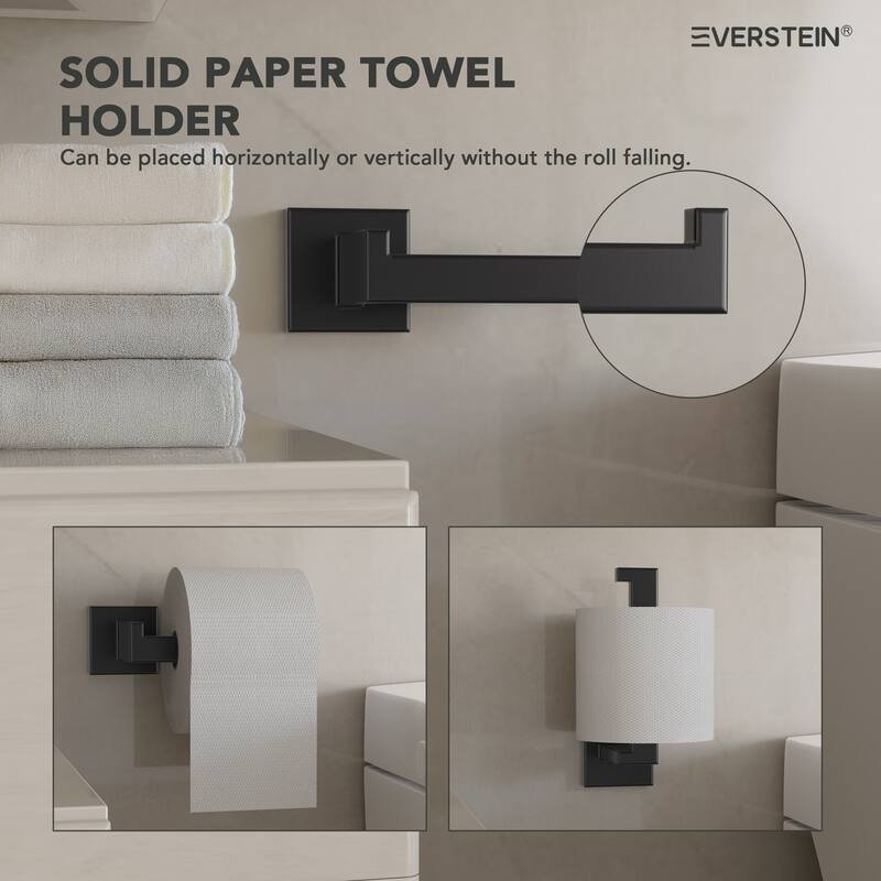 4-Piece Bathroom Hardware Accessories Set, Wall Mount Towel Bar, Toilet Paper Holder, Hand Towel Rack 1 Towel Hooks