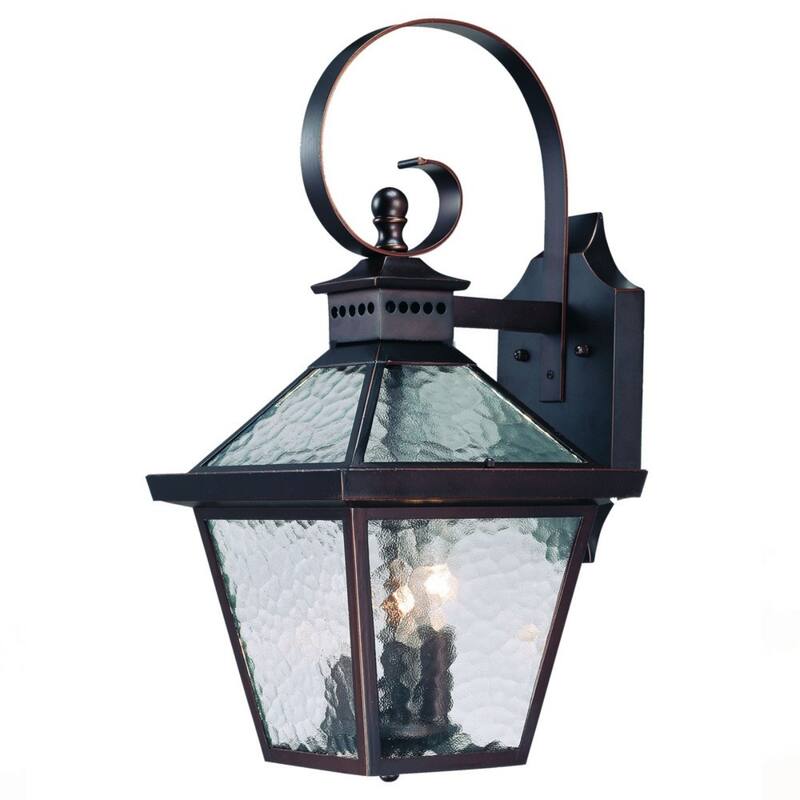 Glass Flush Mount Outdoor Wall Light with 3 LED Bulbs Dimmable - 11.50” x 9.75” x 21” (D x W x H)