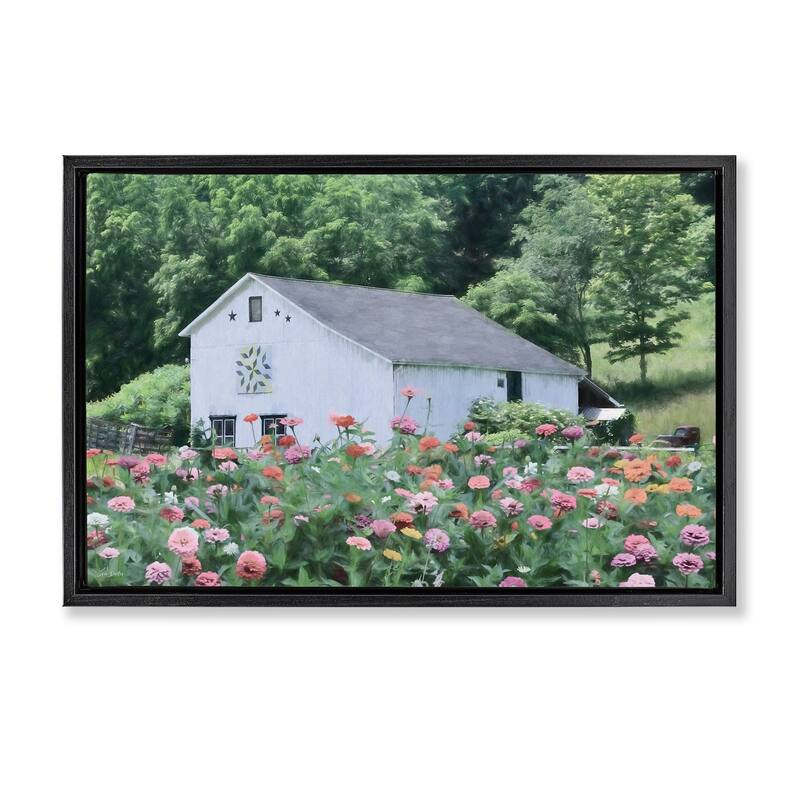 Stupell Countryside House in Garden Framed Floater Canvas Wall Art Design By Lori Deiter - 31 x 21 - Black