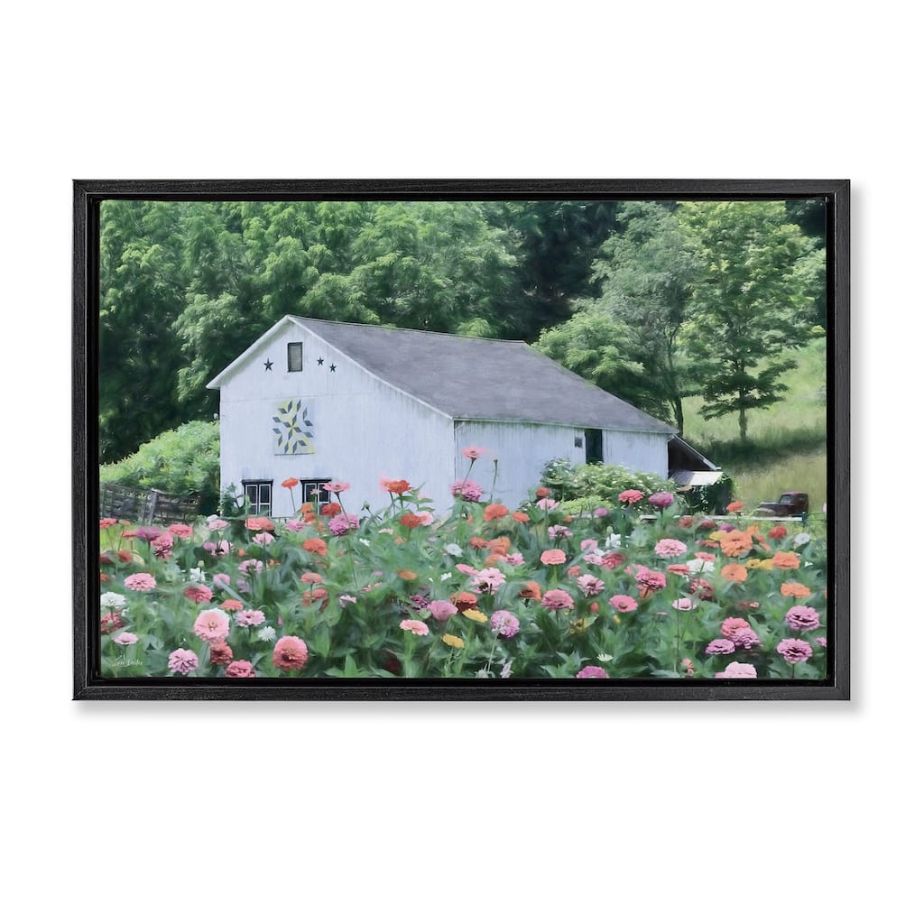 Stupell Countryside House in Garden Framed Floater Canvas Wall Art Design By Lori Deiter