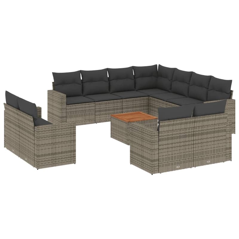 vidaXL Patio Sofa Set with Cushions Outdoor Furniture 12 Piece Poly Rattan - 21.7 x 21.7 x 14.6