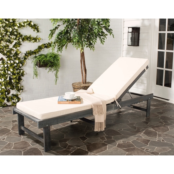 SAFAVIEH Outdoor Living Inglewood Ash Grey Beige Chaise Lounge
