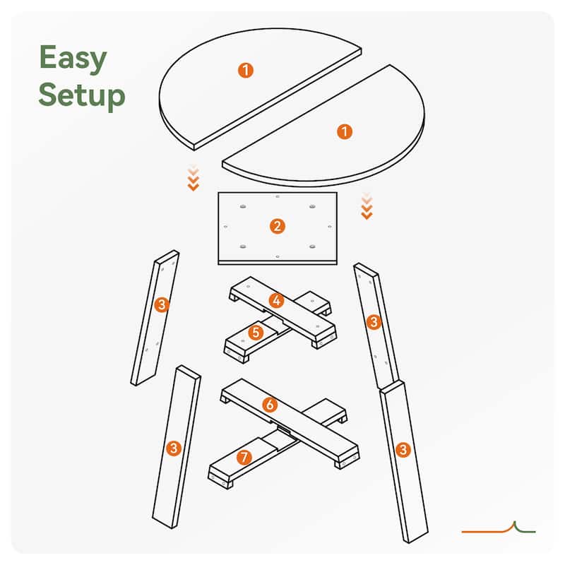 39.4" Round Solid Wood Dining Table, Kitchen Dinner Table for 2-4 People Dining Room