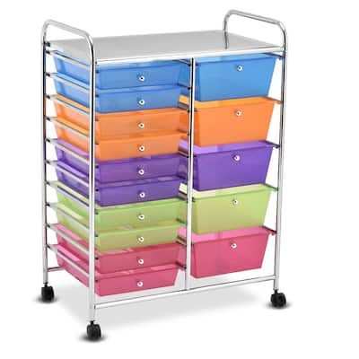 15-drawer Utility Organizer Rolling Cart with Wheels