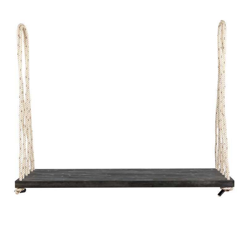 Outdoor Wood Hanging Chair with Cushions & Adjustable Assembly, 400 lbs Capacity, Swing Chair with Durable Hemp Ropes