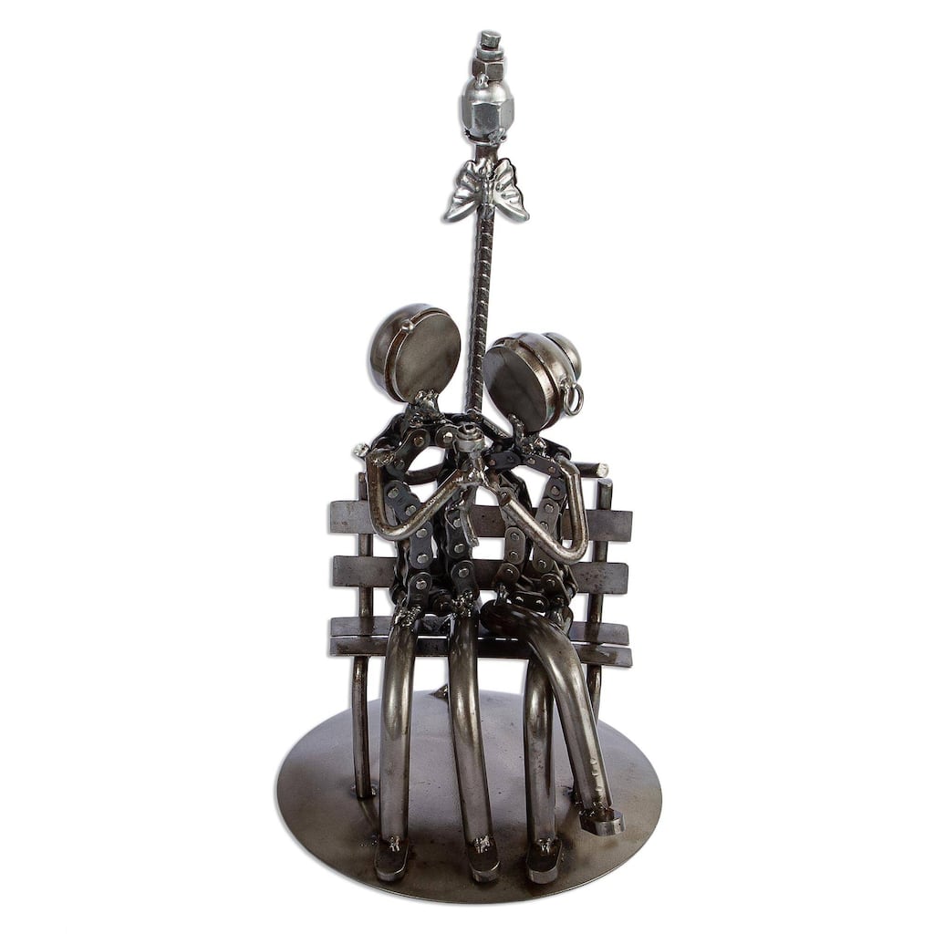 NOVICA Recycled auto parts sculpture, 'Rustic Lovers'