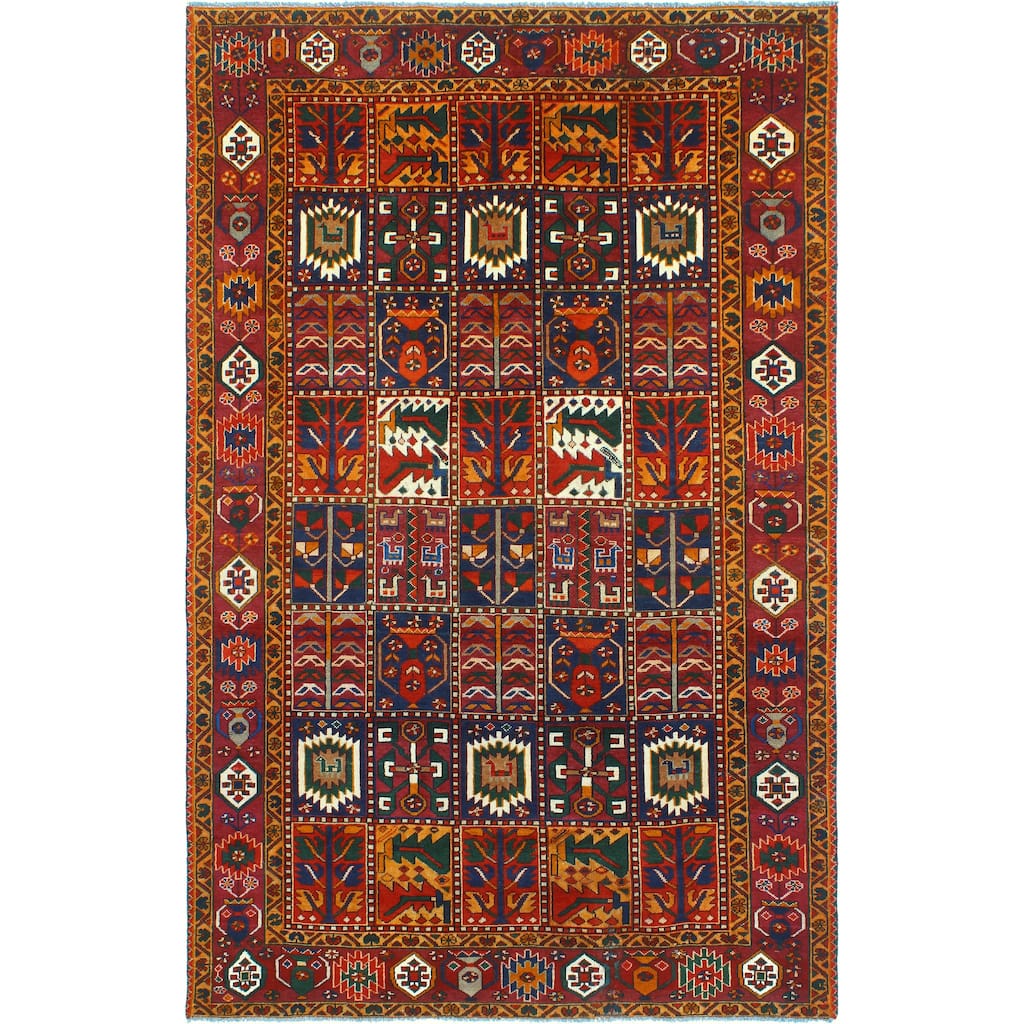 Fine Vintage Bakhtiari Mouna Rust/Gold Rug - 6'3" x 9'8"