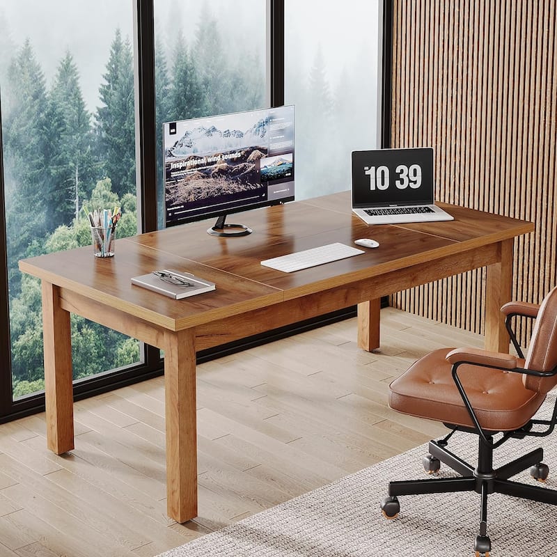 71 Inch Executive Desk, Farmhouse Computer Desk For Home Office