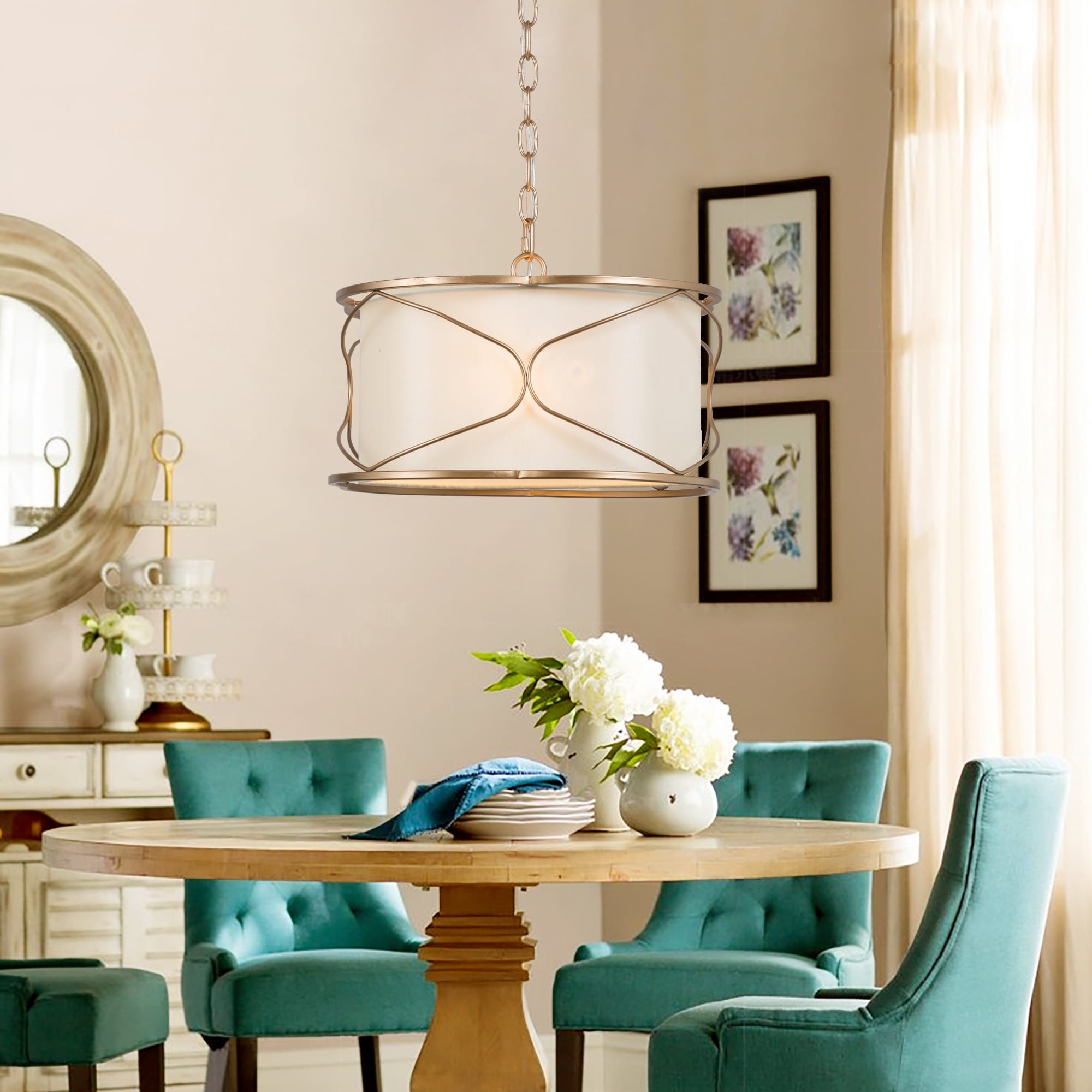 Gold drum store light fixture