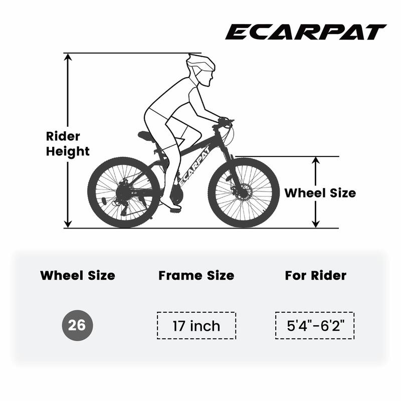 26" Mountain Bike - Front Suspension Shock Absorption, Disc Brakes, 21-Speed Gear System