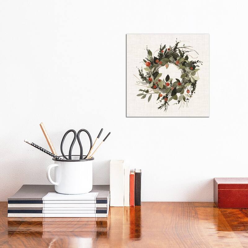iCanvas "Farmhouse Wreath II" by Emma Scarvey Canvas Print - 12x12x1.5