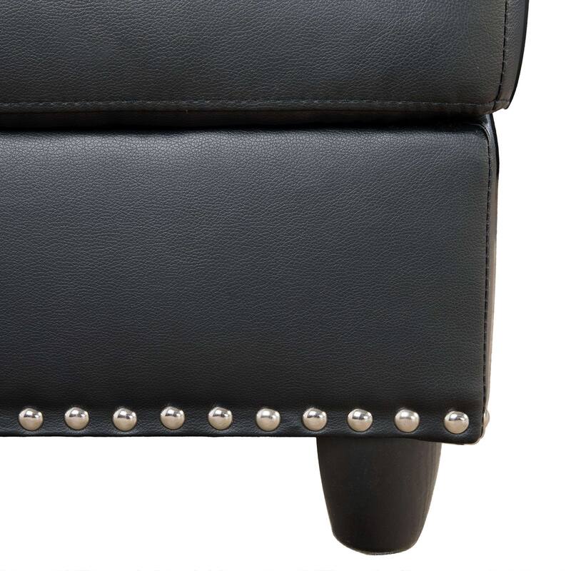 Black Faux Leather Synthetic Leather 3-Piece Sofa Set