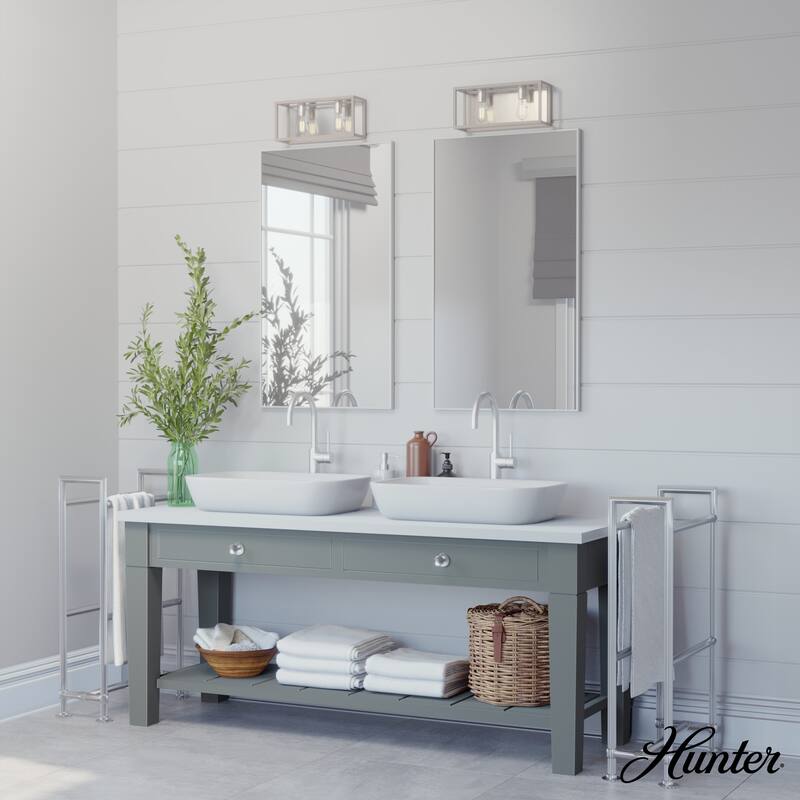 Hunter Squire Manor 2-Light Vanity Wall Light, Modern Farmhouse, Transitional - Damp Rated!