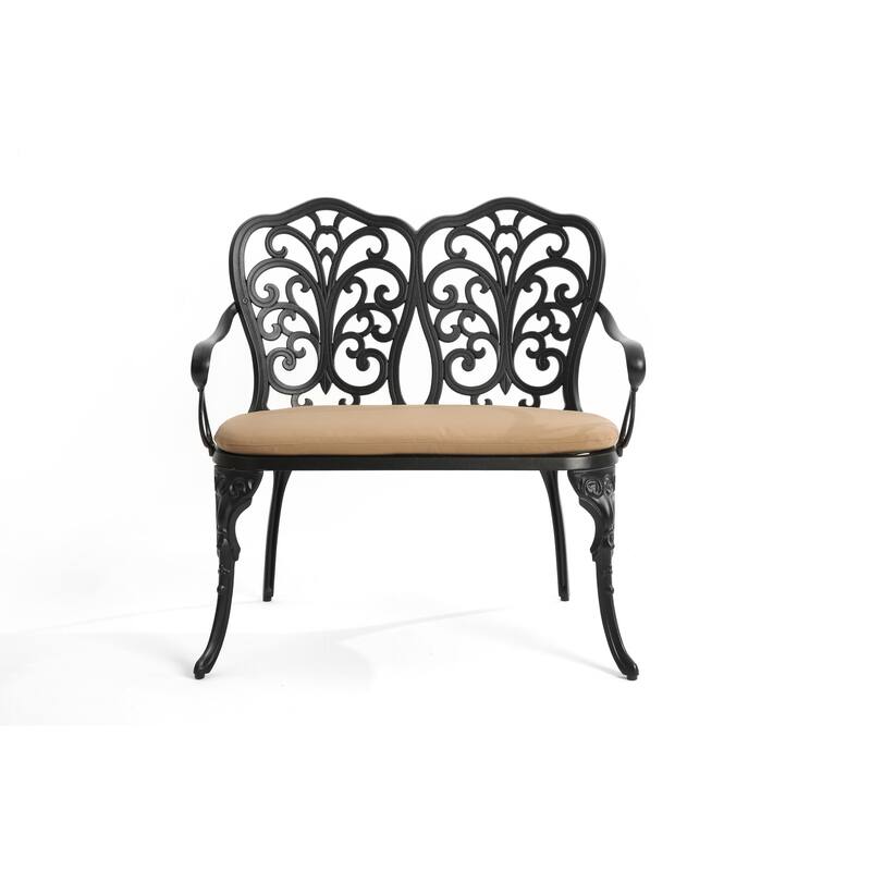 33.8 inch Aluminum Outdoor Butterfly Loveseats Garden Bench for Park,Yard